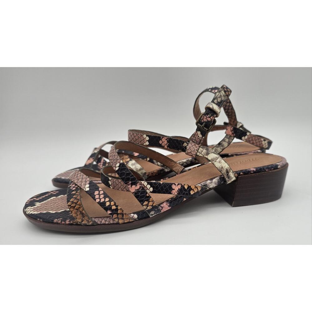Madewell The Lori Sandal In Snake Embossed Leather Size 9.5